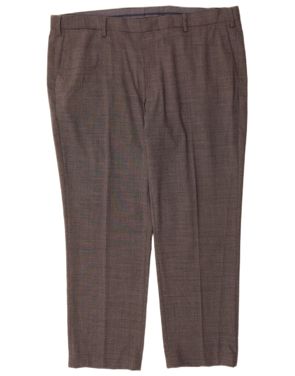 Pantaloni da abito dritti da uomo Marks & Spencer vestibilità regolare W42 L29 lana grigia
