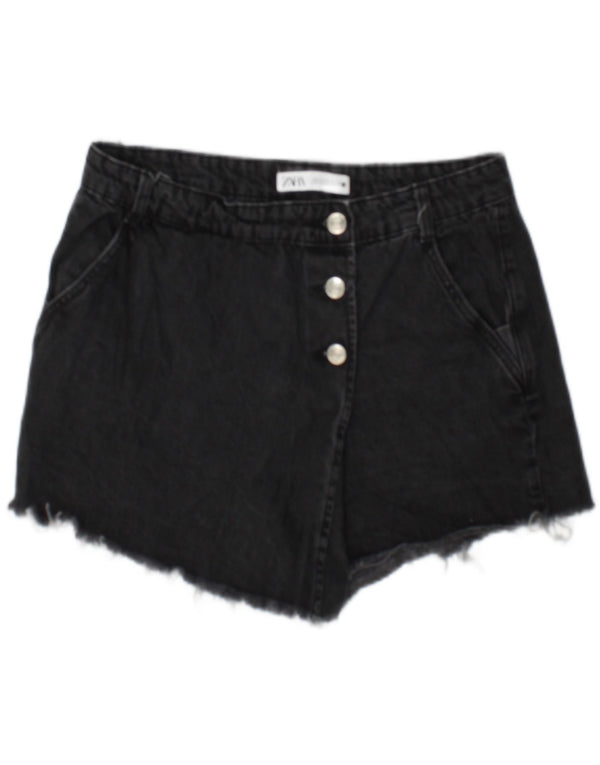Pantaloncini di jeans da donna Zara UK 14 grandi W30 cotone nero