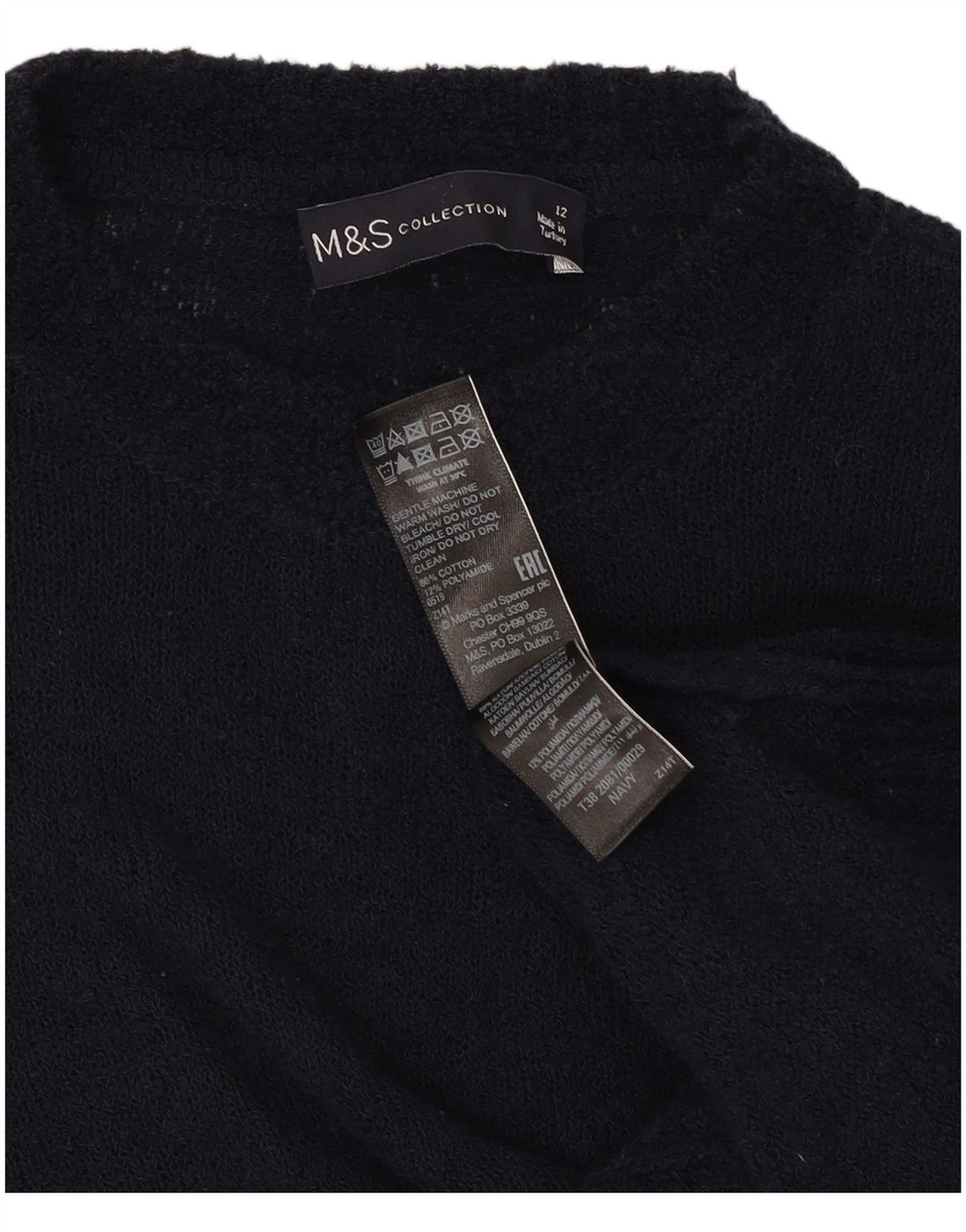 Maglione maglione girocollo da donna Marks & Spencer UK 12 medio blu navy