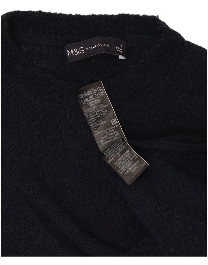 Maglione maglione girocollo da donna Marks & Spencer UK 12 medio blu navy