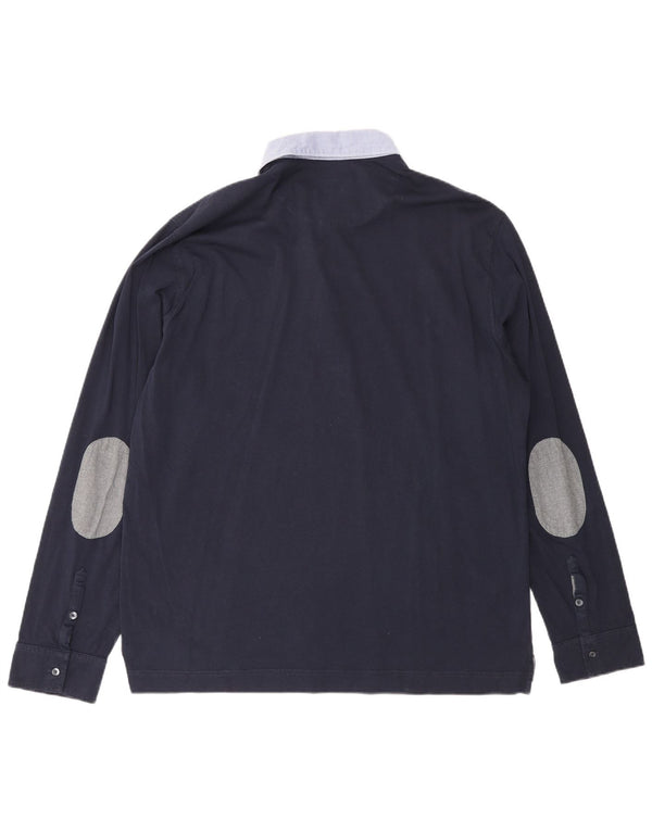 Polo da rugby da uomo a maniche lunghe Massimo Dutti 2XL Blu navy Colourblock