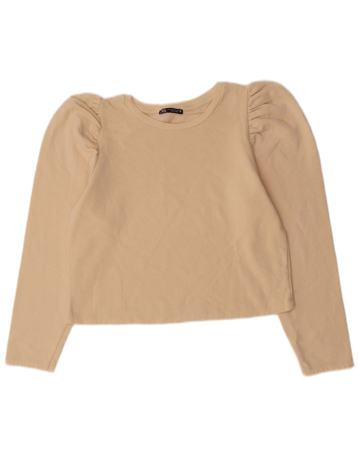 Top corto da donna Zara a maniche lunghe UK 14 Beige medio