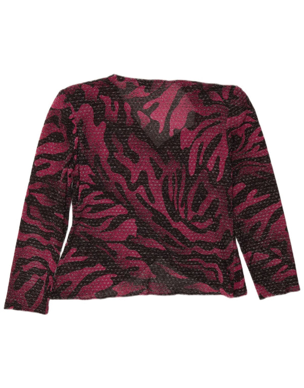 Top camicetta a maniche lunghe da donna vintage IT 46 grande stampa animalier viola