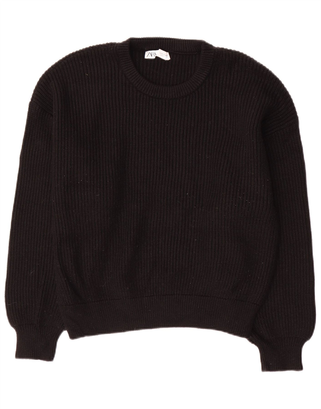 Maglione maglione girocollo da donna Zara UK 14 viscosa nera media