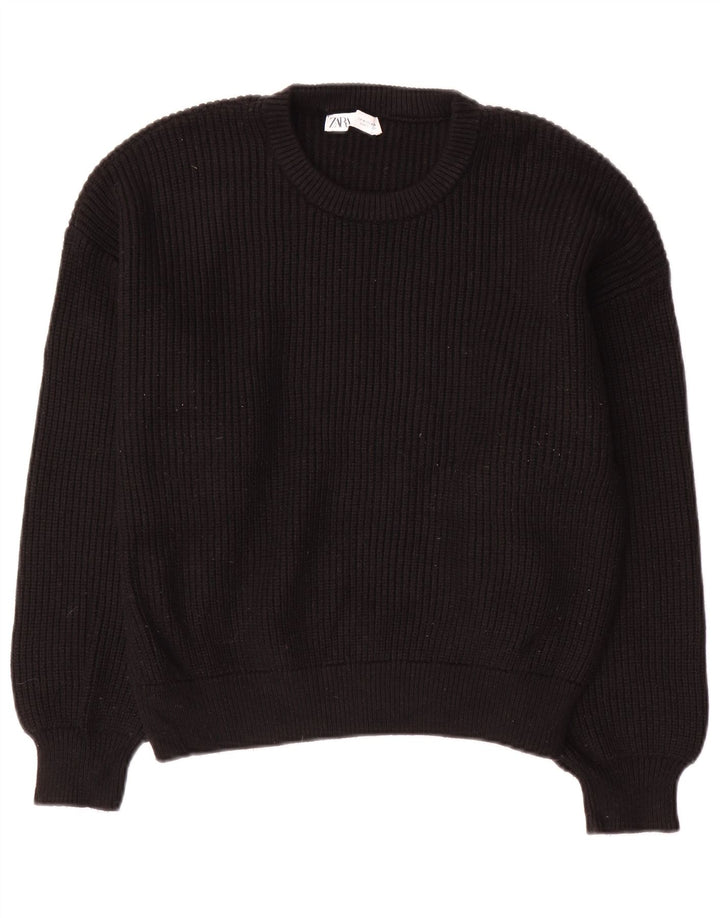 Maglione maglione girocollo da donna Zara UK 14 viscosa nera media