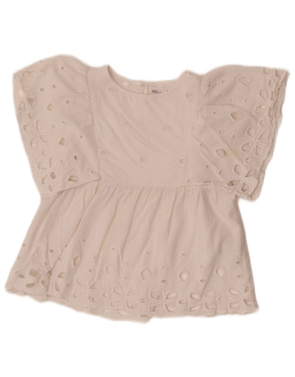 Top Blusa Bambina Zara 6-7 Anni Cotone Bianco