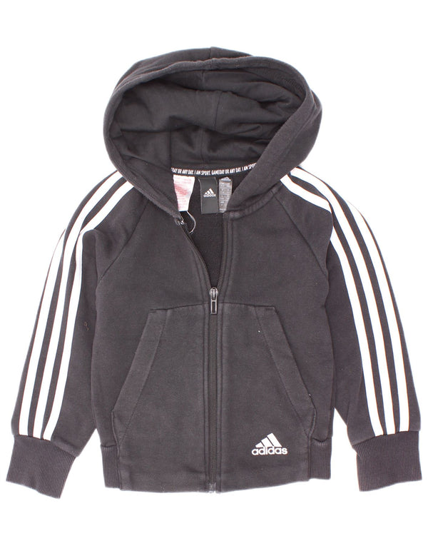 Maglione con cappuccio e zip Adidas da bambino 5-6 anni in cotone nero