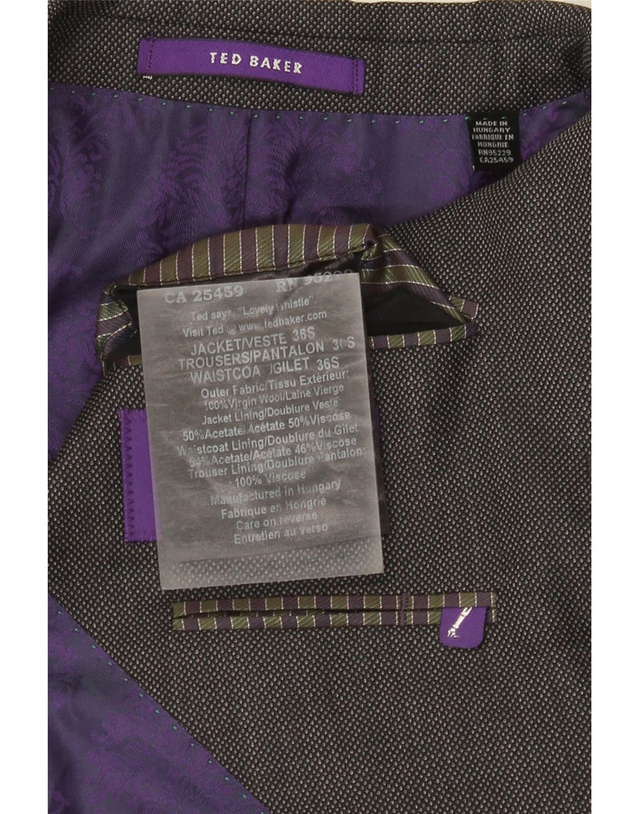 Giacca blazer da uomo a 2 bottoni Ted Baker UK 36 piccola lana grigia