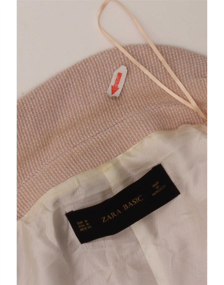 Giacca blazer aperta da donna con maniche a 3/4 Zara UK 14 Viscosa rosa medio