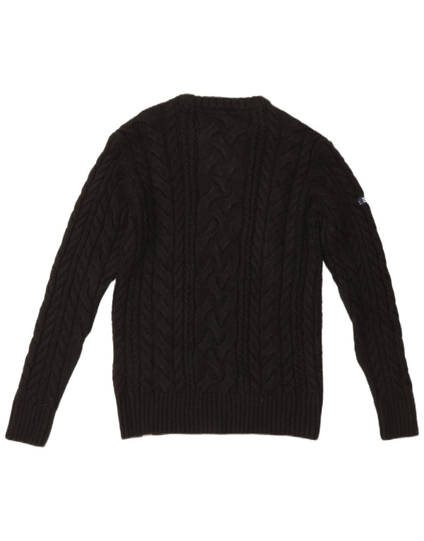 Maglione maglione girocollo da uomo Superdry grande acrilico nero