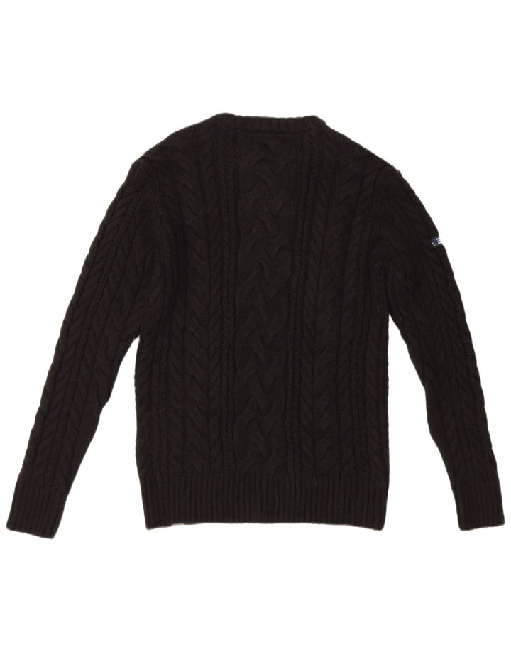 Maglione maglione girocollo da uomo Superdry grande acrilico nero