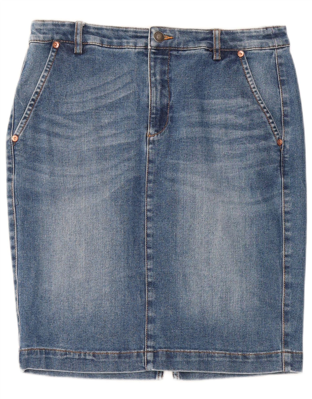 Gonna in denim da donna BENETTON W30 blu medio