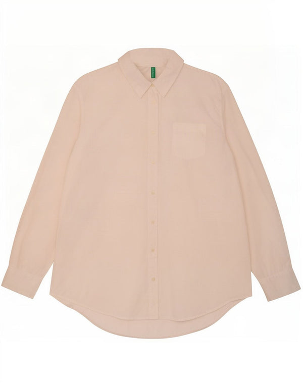 Camicia overshirt da donna Benetton UK 14 cotone bianco medio