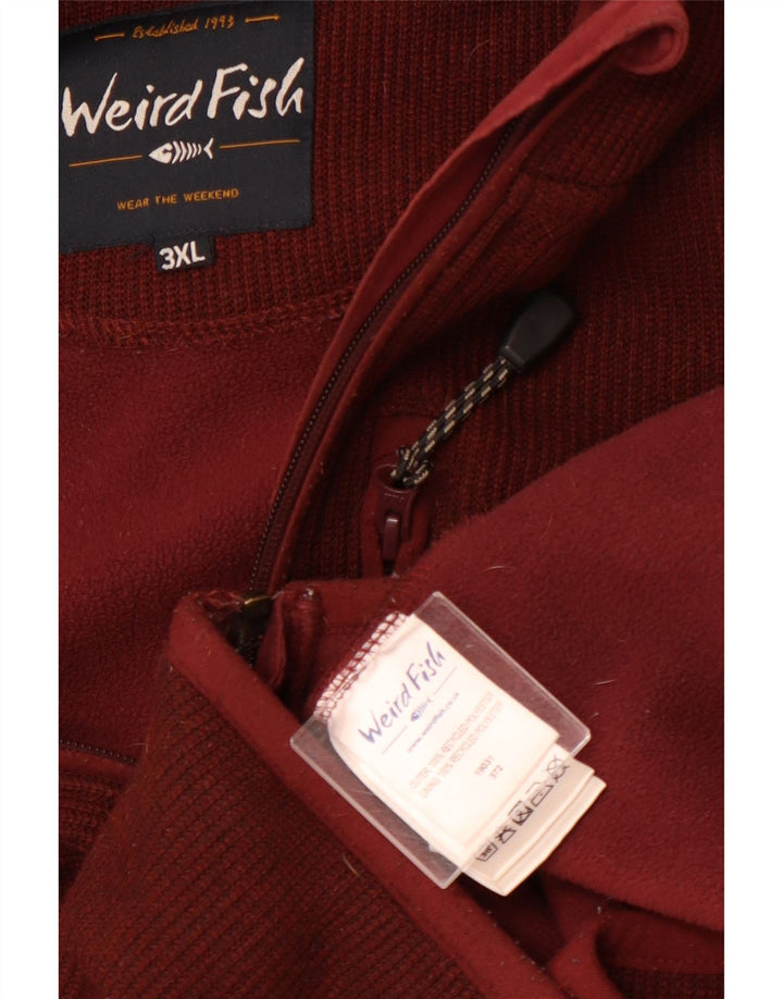 WEIRD FISH Maglione con cappuccio e zip da uomo 3XL poliestere marrone
