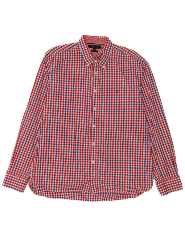 Camicia personalizzata da uomo Tommy Hilfiger XL in cotone a quadretti rosso