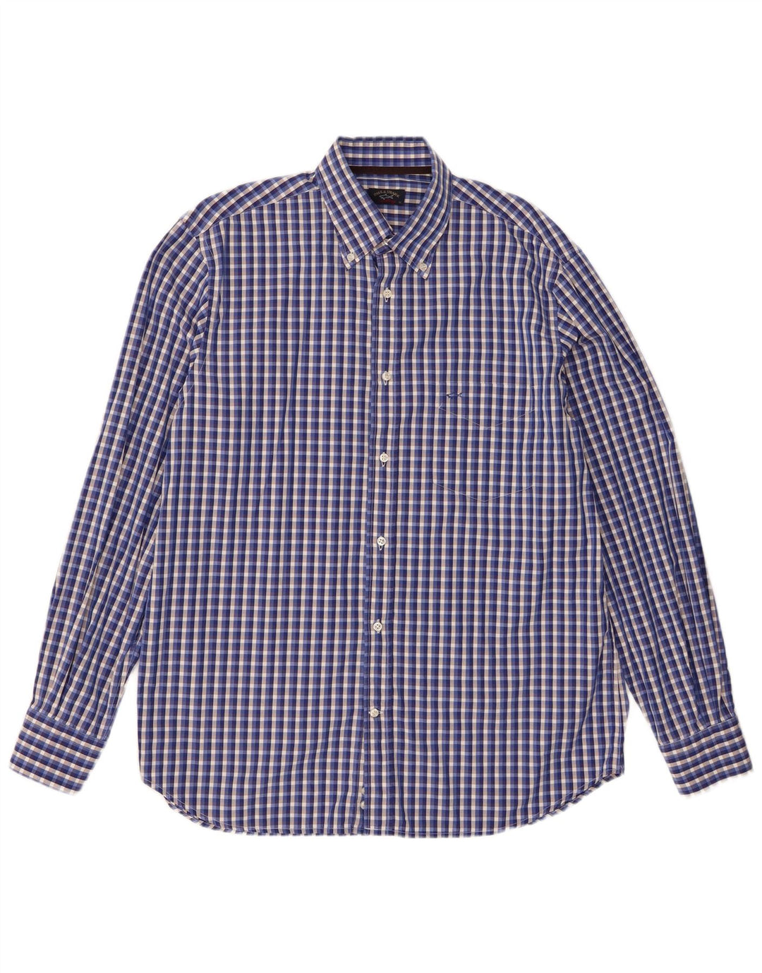 Camicia da uomo Paul & Shark taglia 42 grande cotone a quadri blu