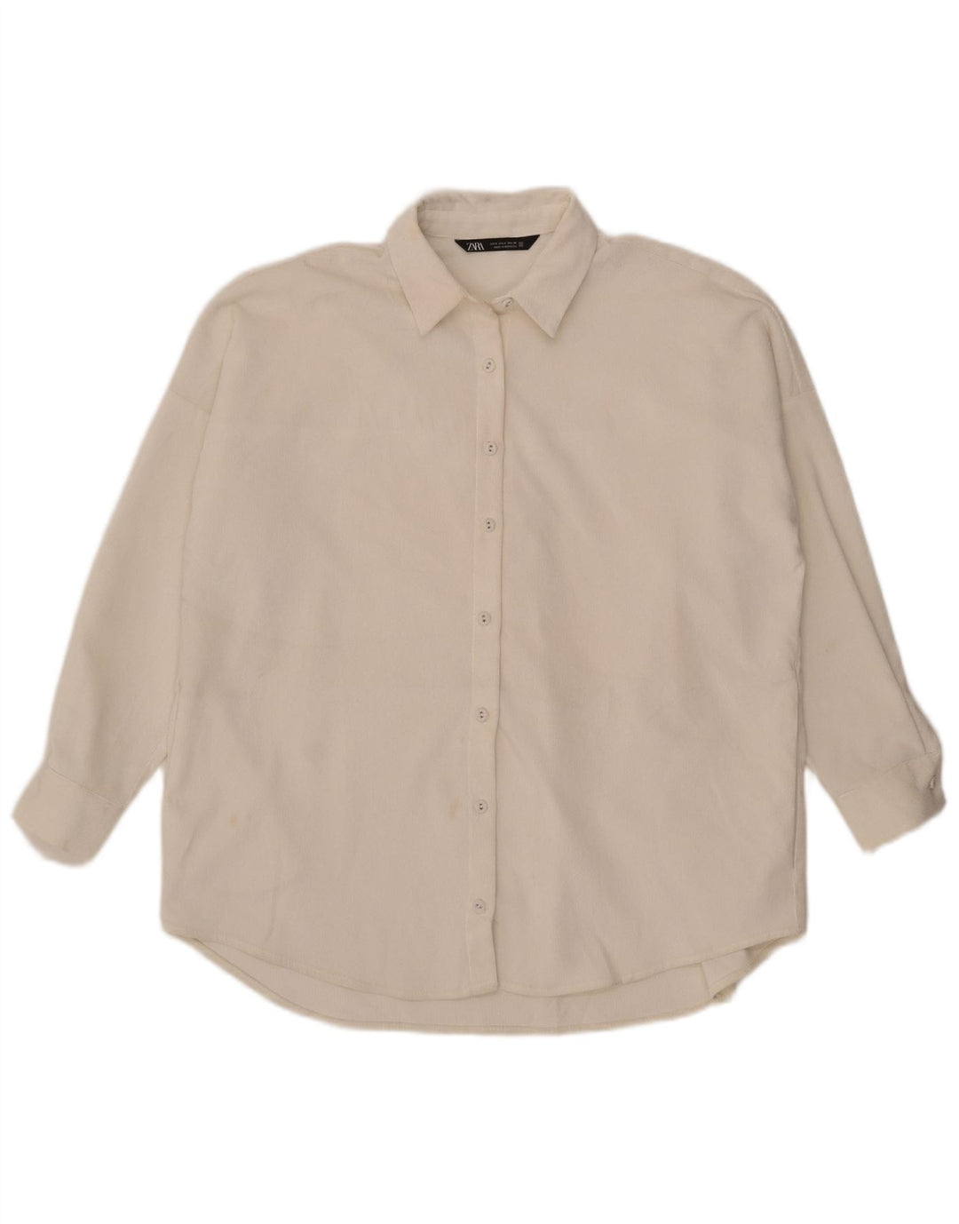 Camicia Zara da donna in velluto a coste oversize UK 10 Small Poliestere bianco
