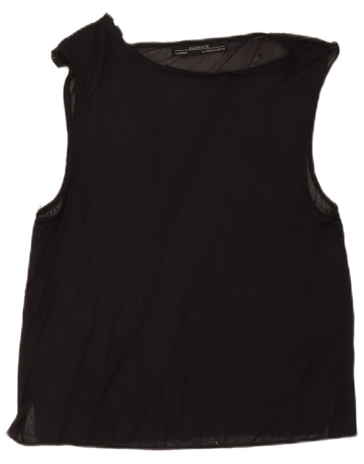 Top camicetta senza maniche da donna All Saints UK 10 piccolo acetato nero