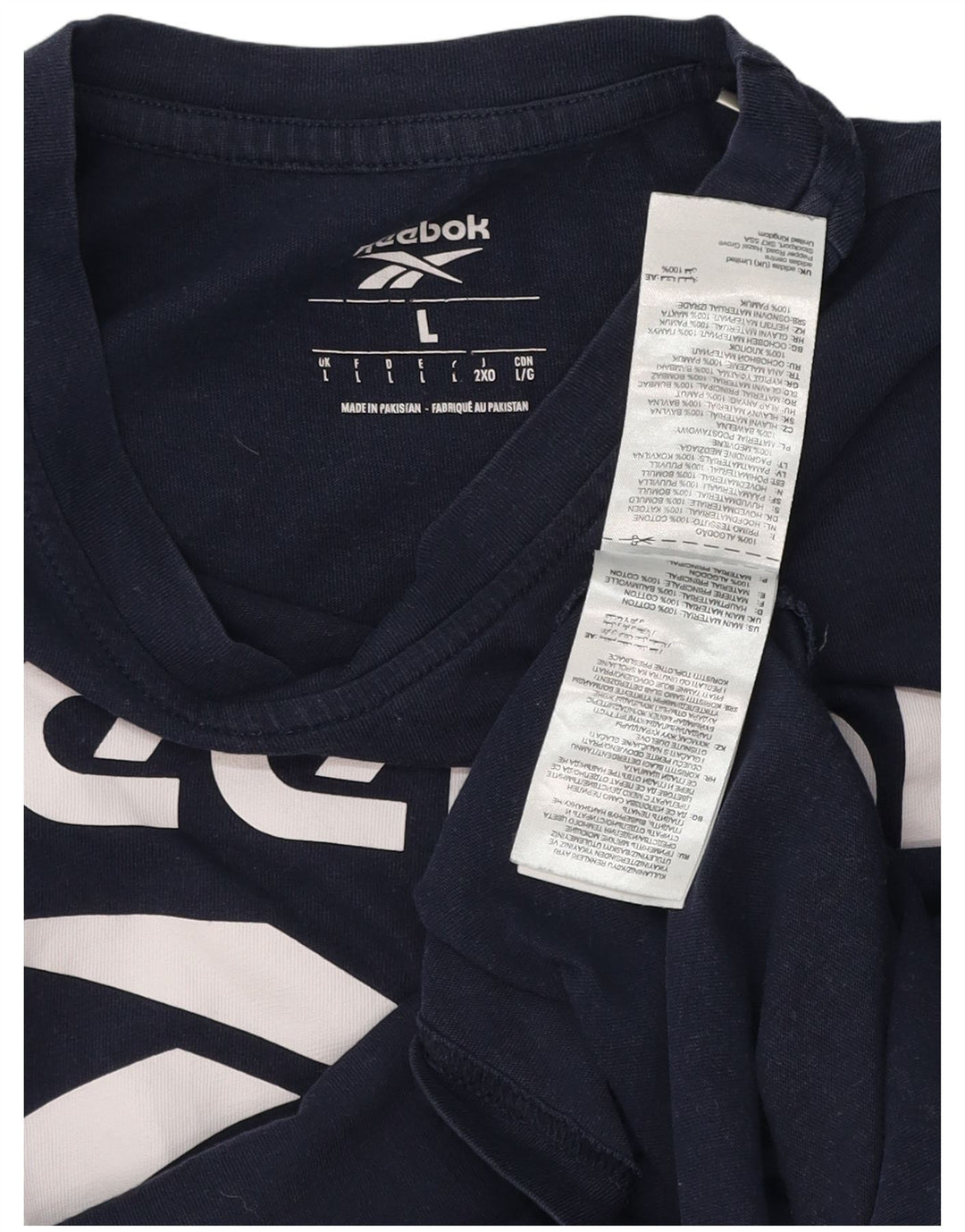 T-shirt grafica da uomo Reebok Top Large in cotone blu navy