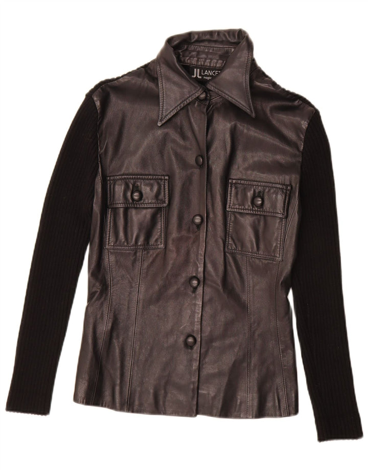 Giacca in Pelle Donna Lancetti IT 42 Media Pelle Nera