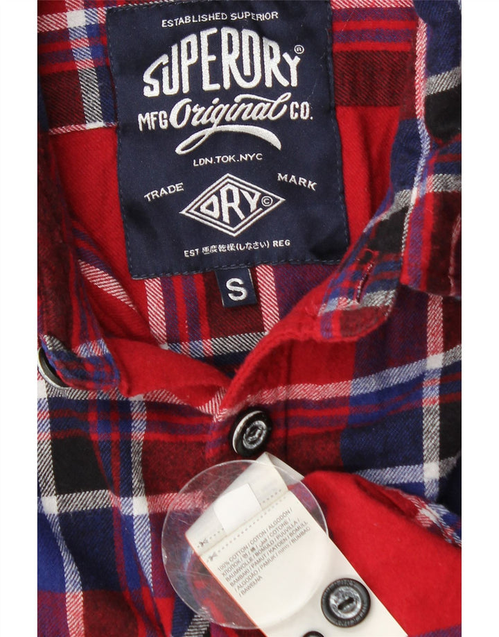Camicia da uomo in flanella Superdry in cotone a quadri rossi piccoli