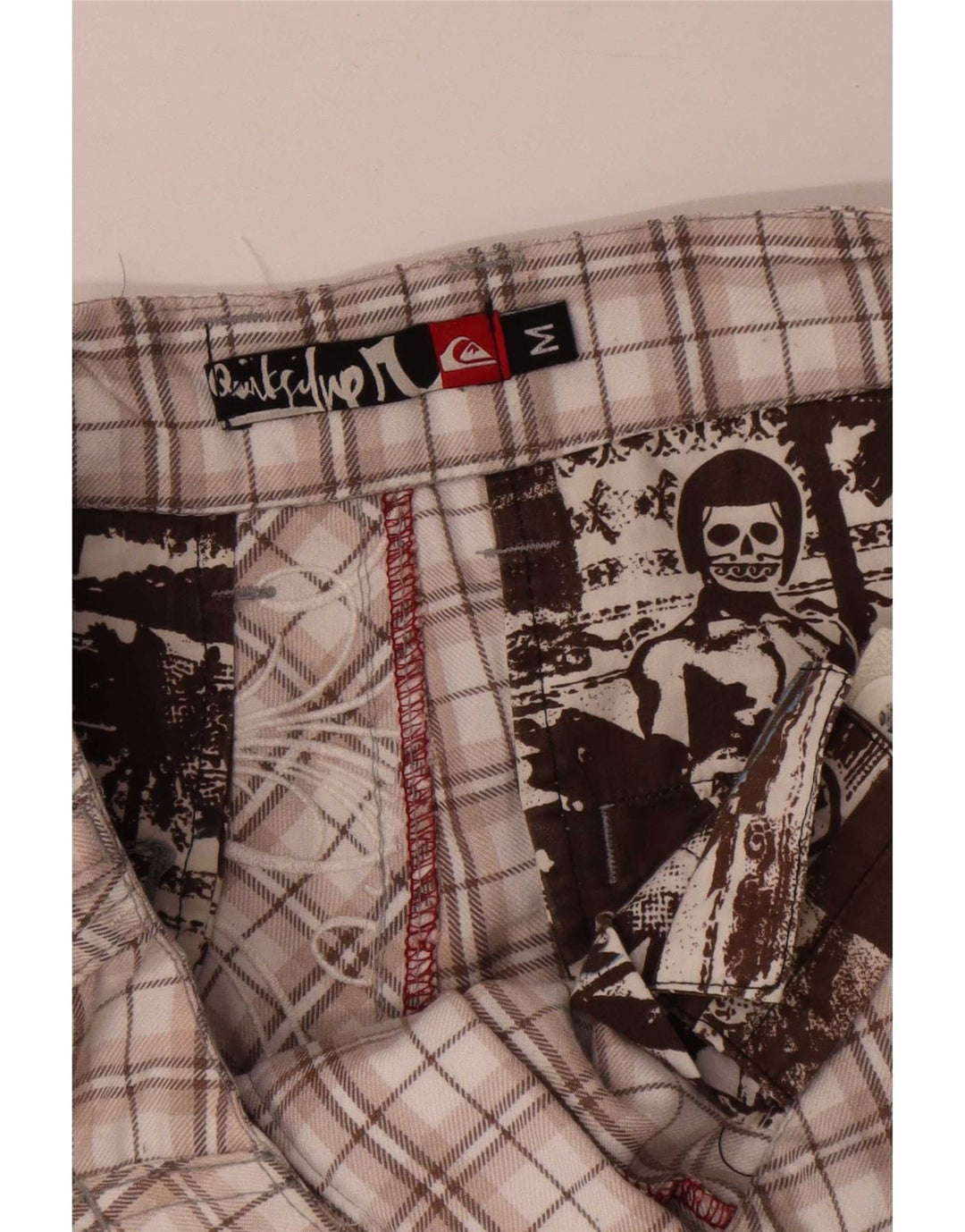 Pantaloncini chino grafici da uomo Quiksilver medi W32 poliestere a quadri beige