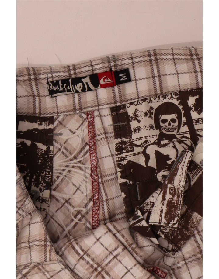 Pantaloncini chino grafici da uomo Quiksilver medi W32 poliestere a quadri beige