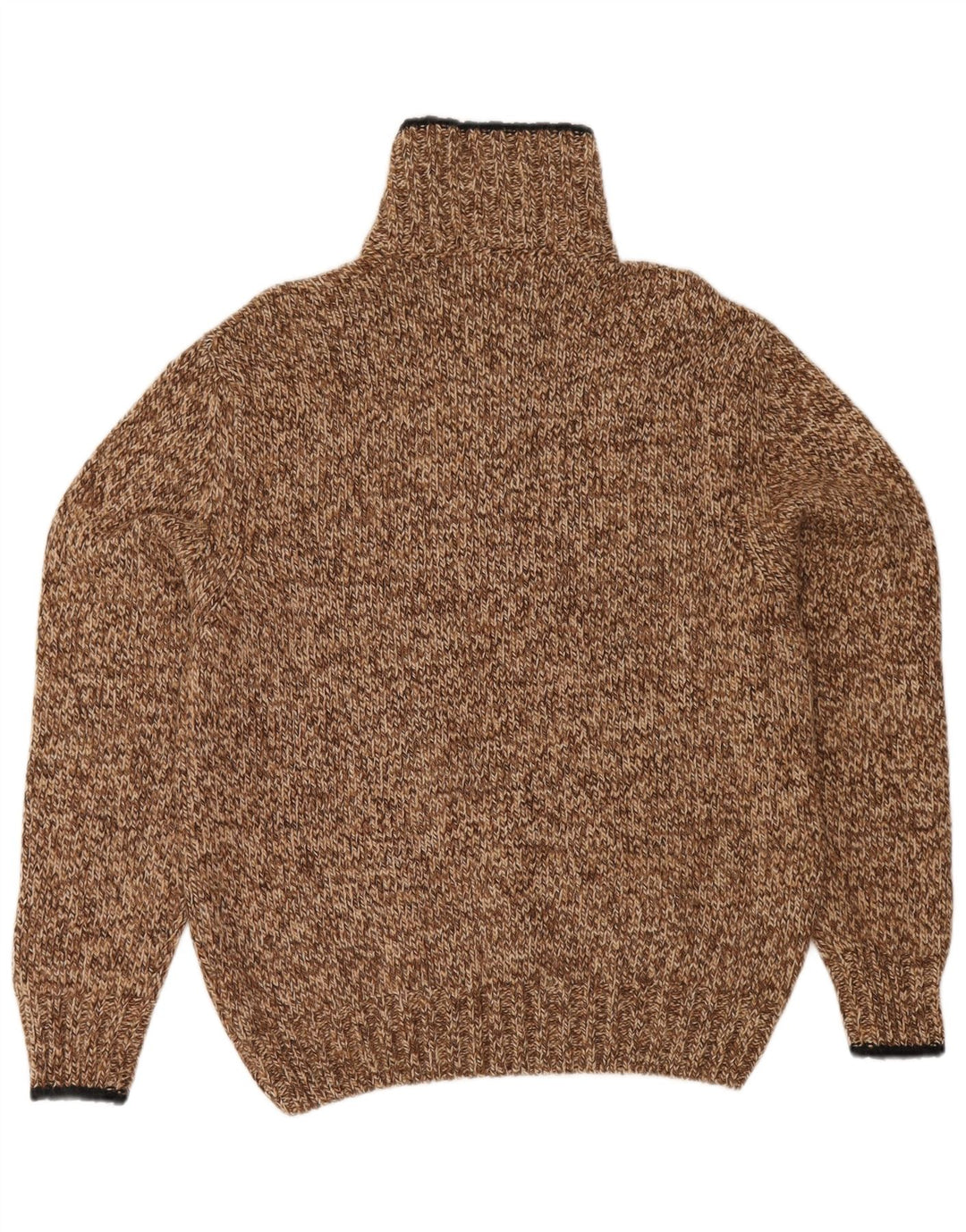 Maglione da uomo con zip e collo Zanolini in lana screziata marrone medio