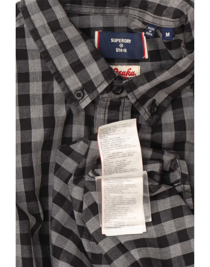Camicia da uomo Osaka Superdry in cotone a quadretti grigio medio