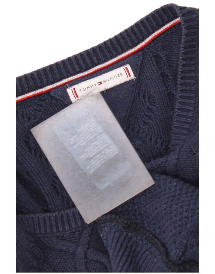 TOMMY HILFIGER Maglione cardigan da donna UK 14 Medio Blu Navy