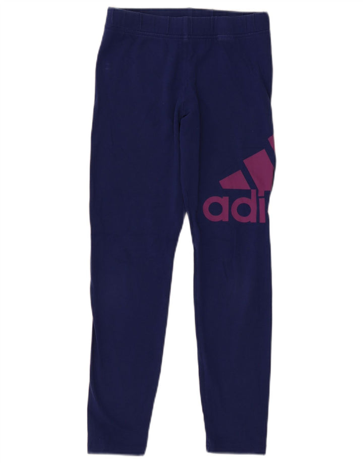 Leggings grafici Adidas per ragazze 11-12 anni blu navy