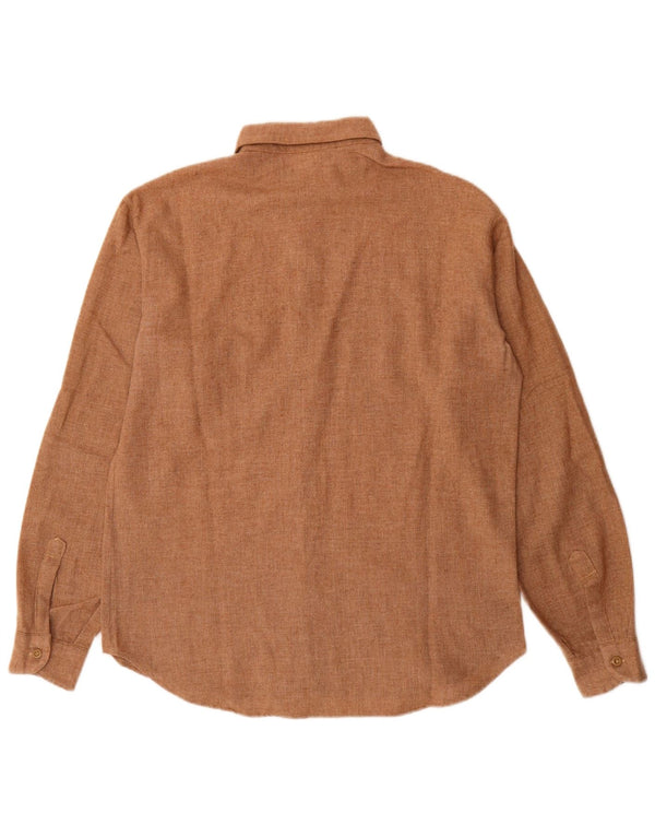 Camicia da uomo vintage taglia 39 in poliestere marrone medio