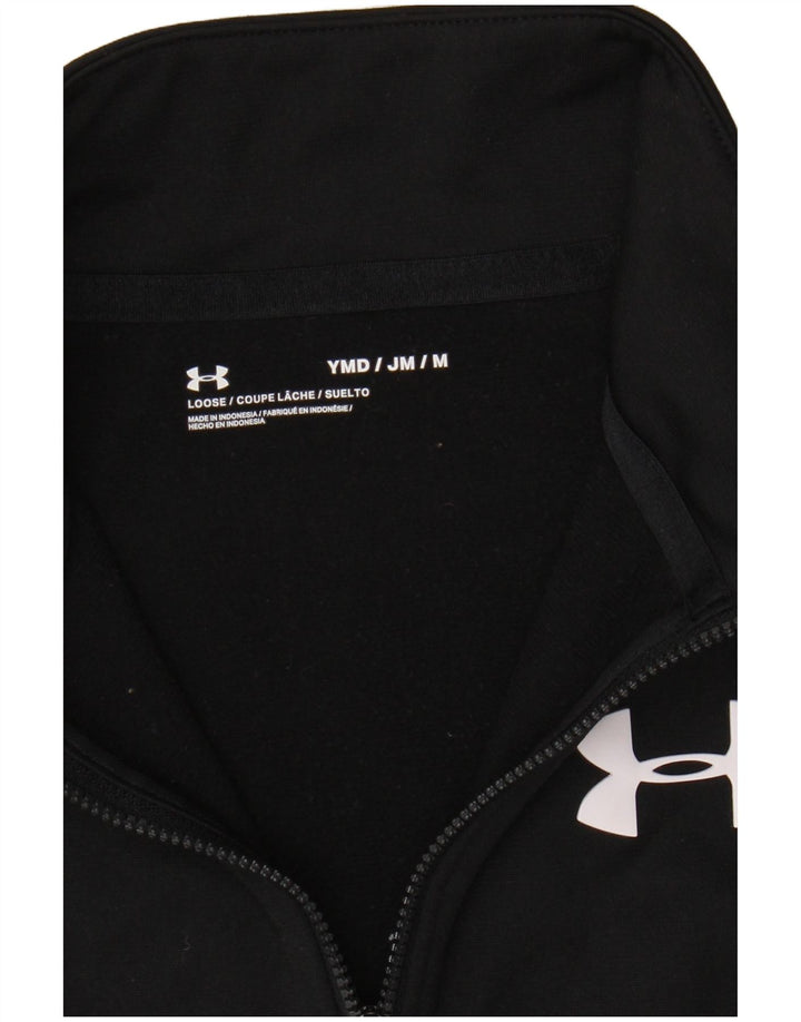 UNDER ARMOUR Boys Tracksuit Top Jacket 9-10 Years Medium Black Polyester