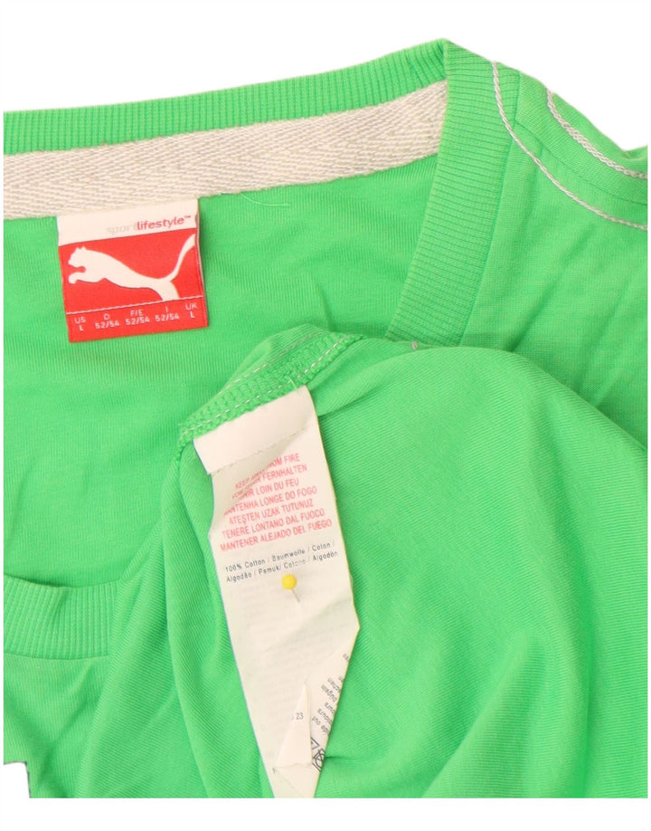 T-shirt grafica da uomo Puma Top grande in cotone verde