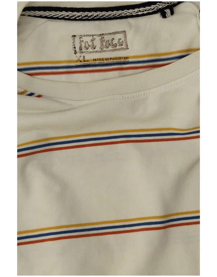 T-shirt da uomo Fat Face Top XL in cotone a righe bianche