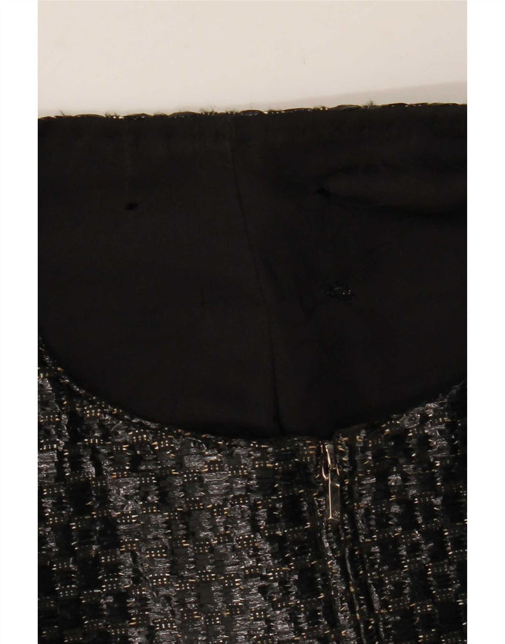 Giacca blazer vintage da donna con maniche a 3/4 UK 12 medio nero geometrico