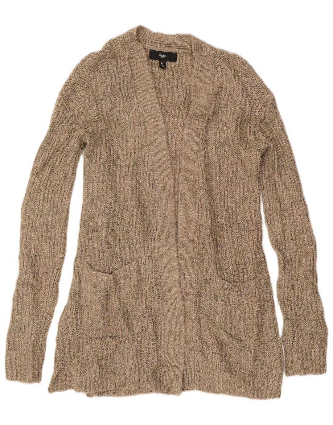 MOSSIMO Maglione cardigan aperto lungo da donna UK 14 Acrilico beige medio