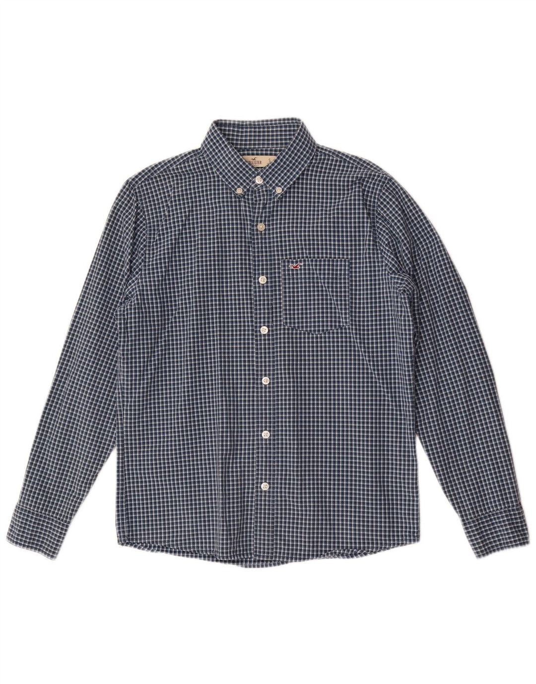 Camicia Hollister da uomo Small in cotone a quadretti blu navy