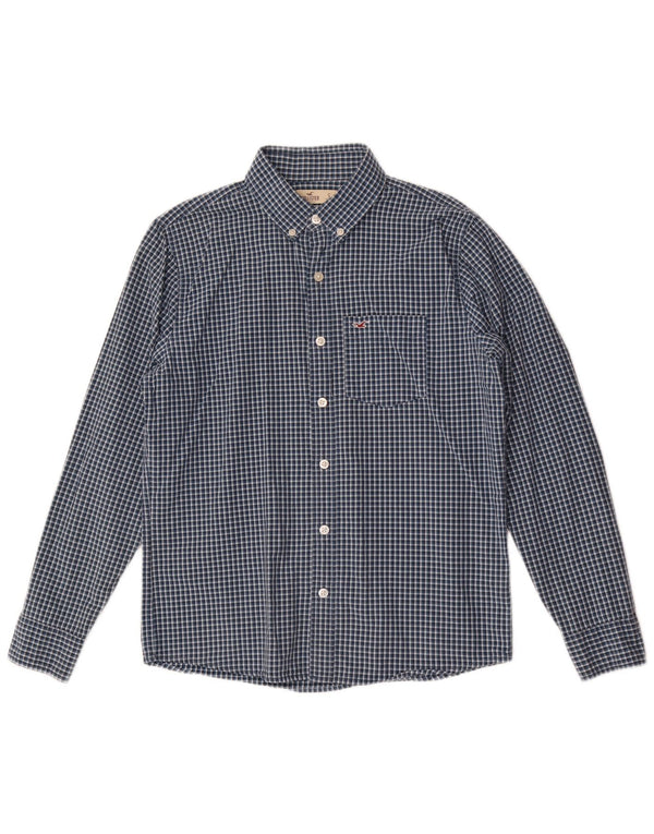 Camicia Hollister da uomo Small in cotone a quadretti blu navy