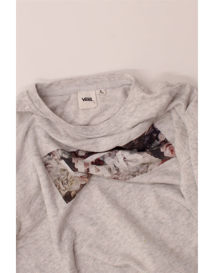VANS Womens Graphic Sweatshirt Jumper UK 10 Small Grey Cotton Vintage Vans and Second-Hand Vans from Messina Hembry 