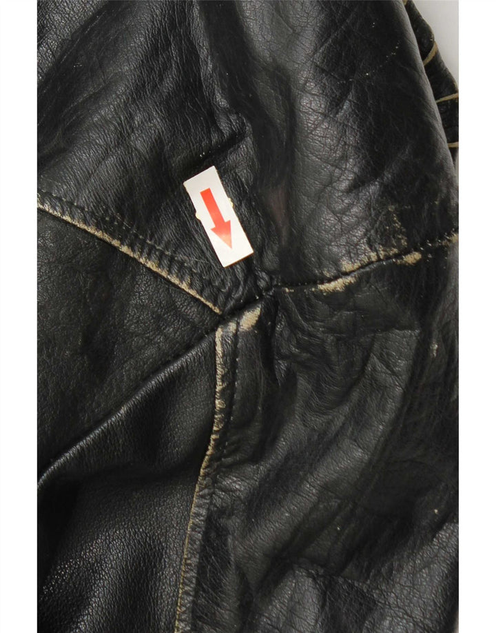 Giacca da motociclista in pelle da uomo vintage UK 36 piccola pelle nera