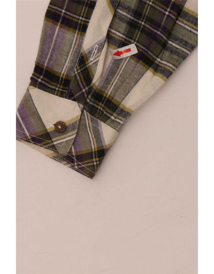 Camicia vintage da uomo in flanella di cotone a quadri multicolore