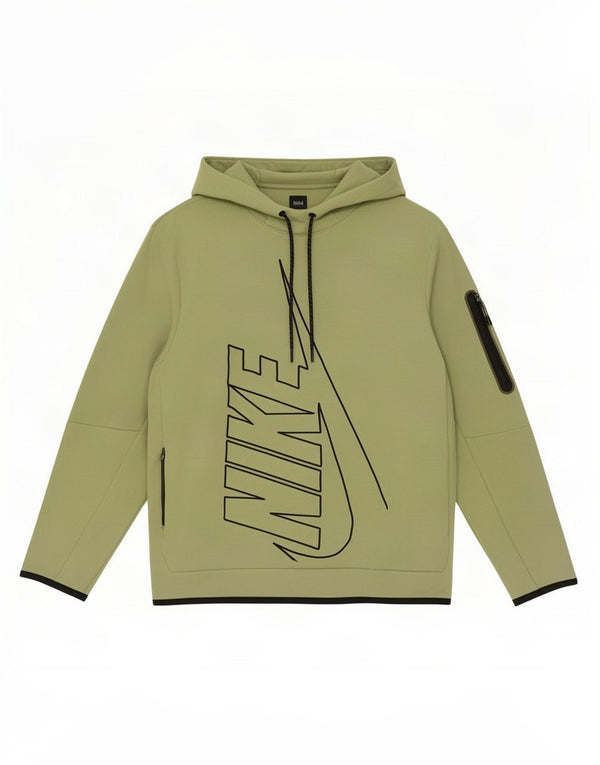 Felpa con cappuccio grafica Nike da uomo XL in cotone color block kaki