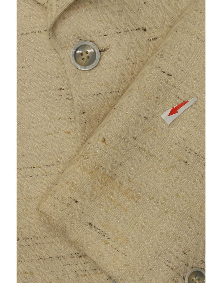 Giacca blazer vintage da uomo a 3 bottoni IT 48 Lana vergine screziata beige medio