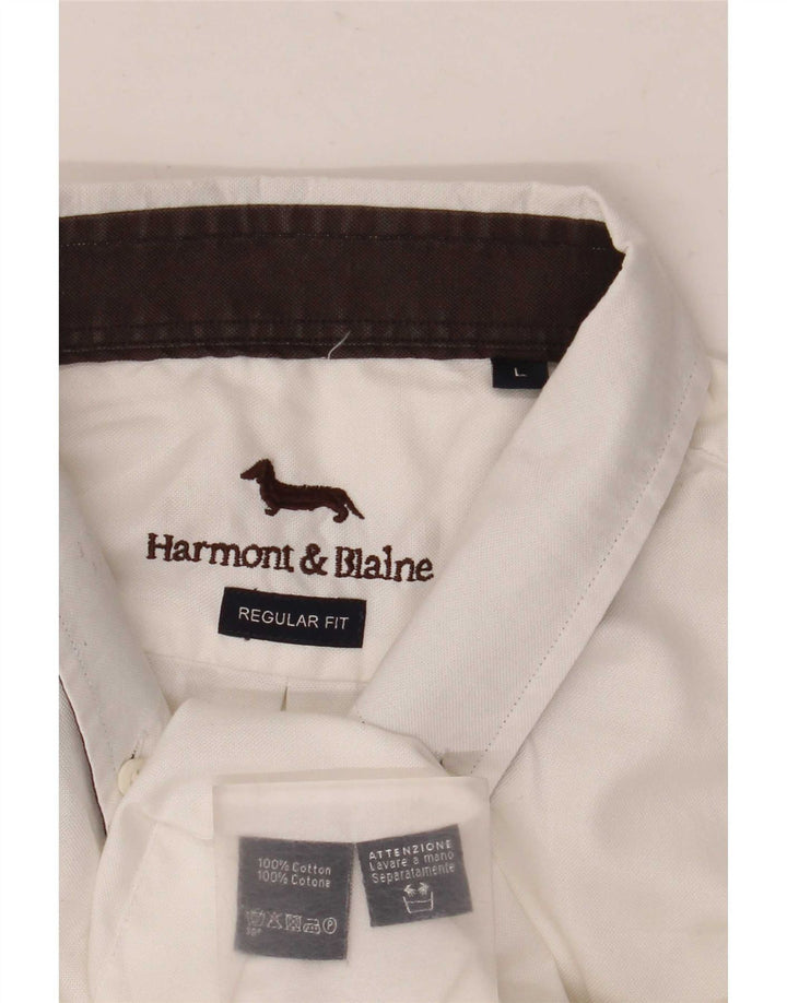 Camicia da uomo vestibilità regolare Harmont & Blaine, cotone bianco grande