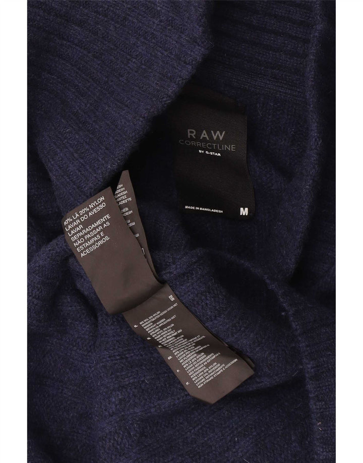 Maglione da uomo con collo a scialle G-Star in lana blu navy media