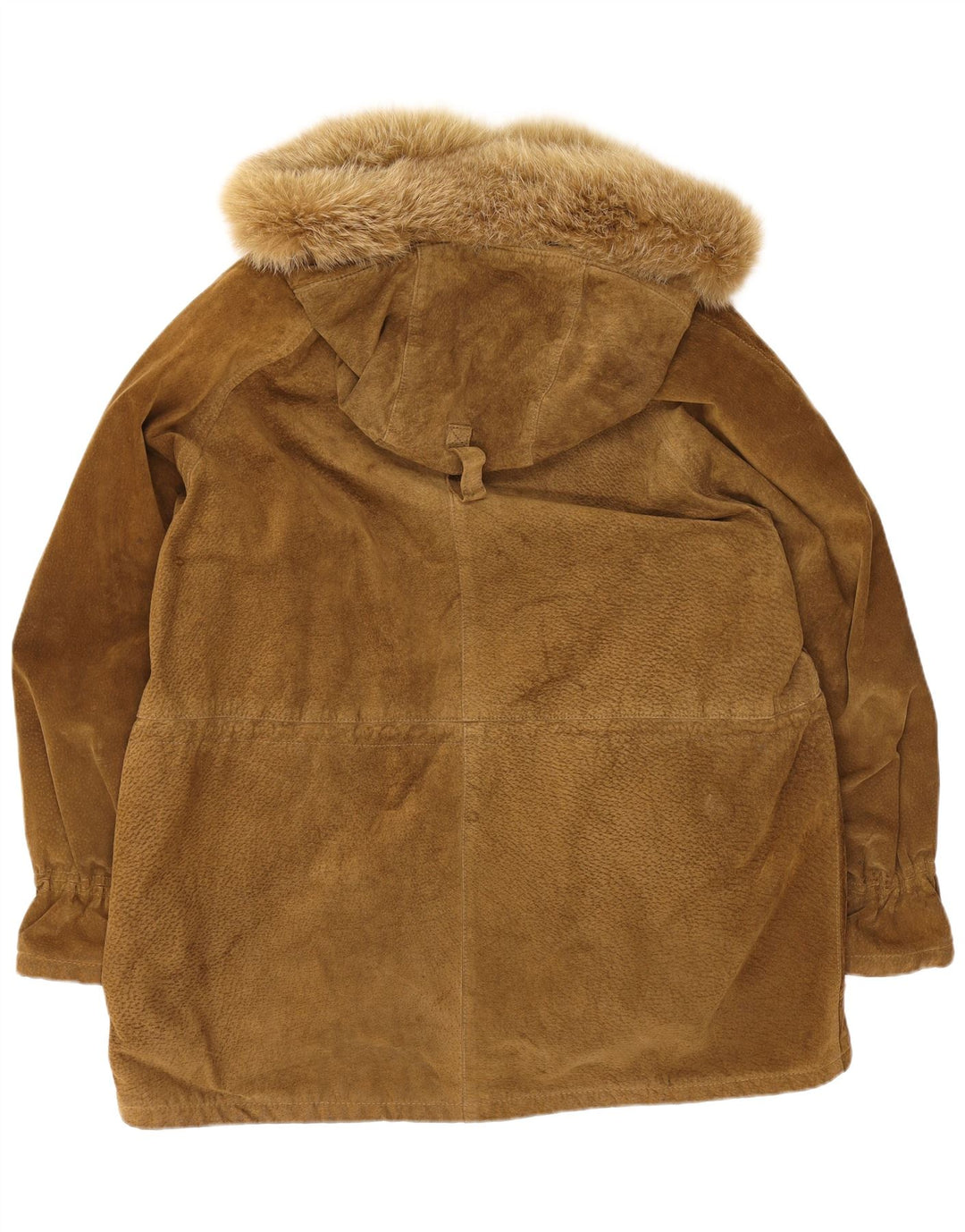 Soprabito vintage da donna oversize in pelle scamosciata con cappuccio EU 44 XL Beige