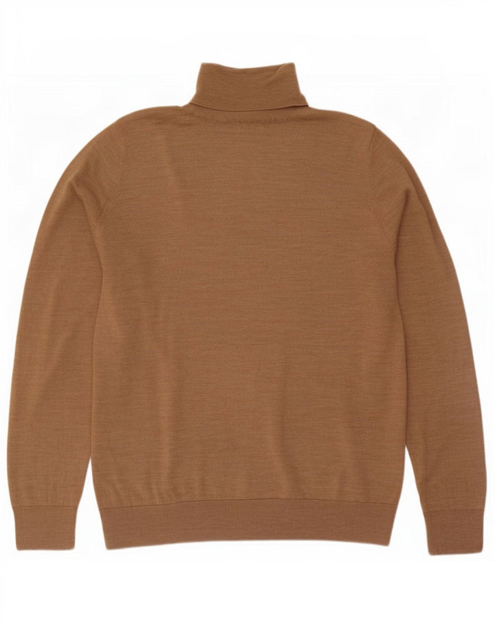 Gap Maglione da uomo con collo alto e maglione grande in lana merino screziata beige