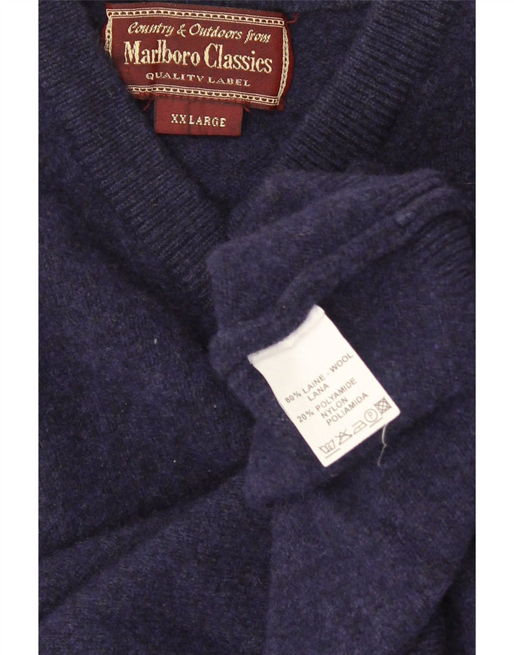 Marlboro Classics Maglione da uomo con scollo a V 2XL Lana blu navy