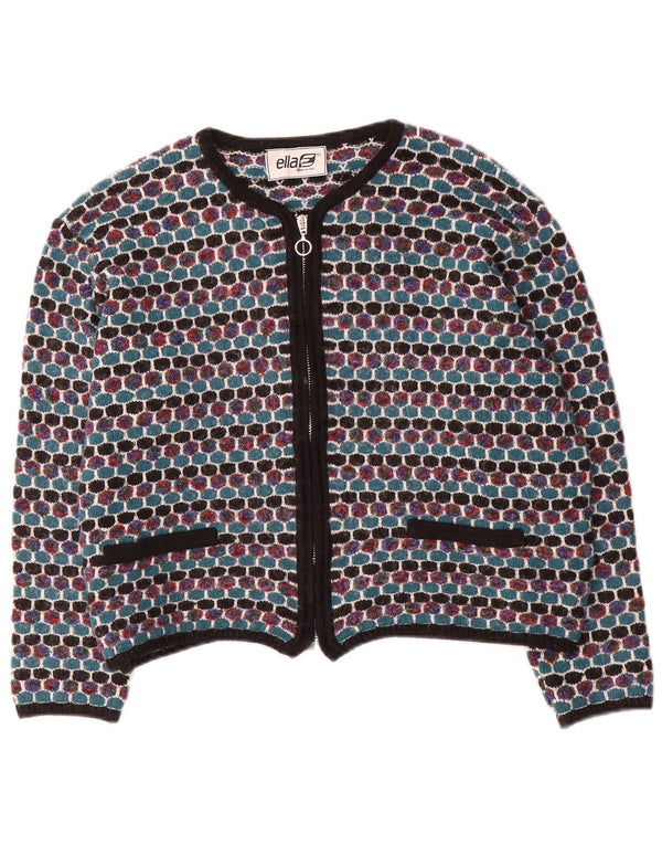 Maglione cardigan da donna Ella UK 16 Grande motivo geometrico multicolore